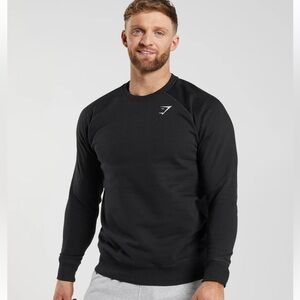 Gymshark Crest Crewneck Sweatshirt Slim Fit Black Mens Size Medium